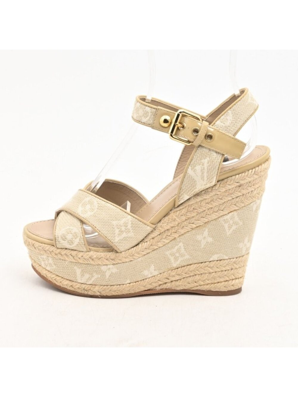 Louis Vuitton Sandals Star Board Line Gray Beige Ivory Leather